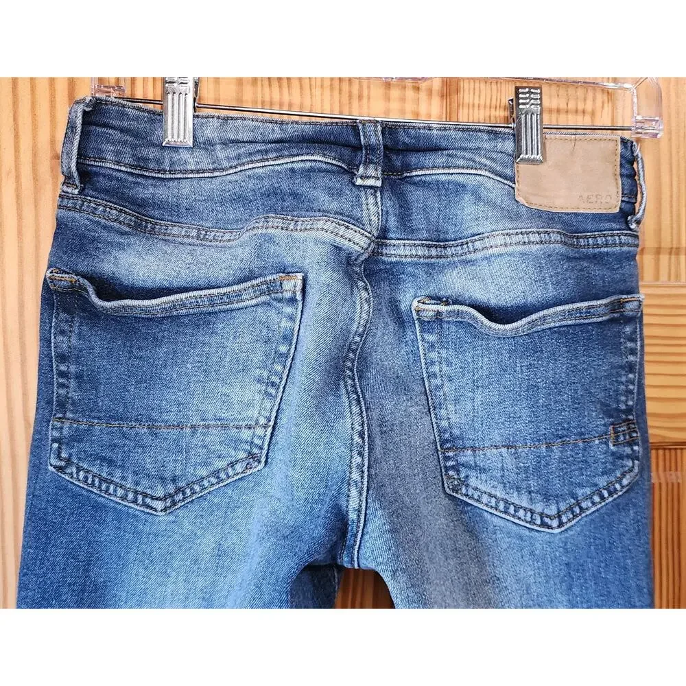 Aeropostale Slim Straight‎ Distressed Jeans Size 27x28 Blue